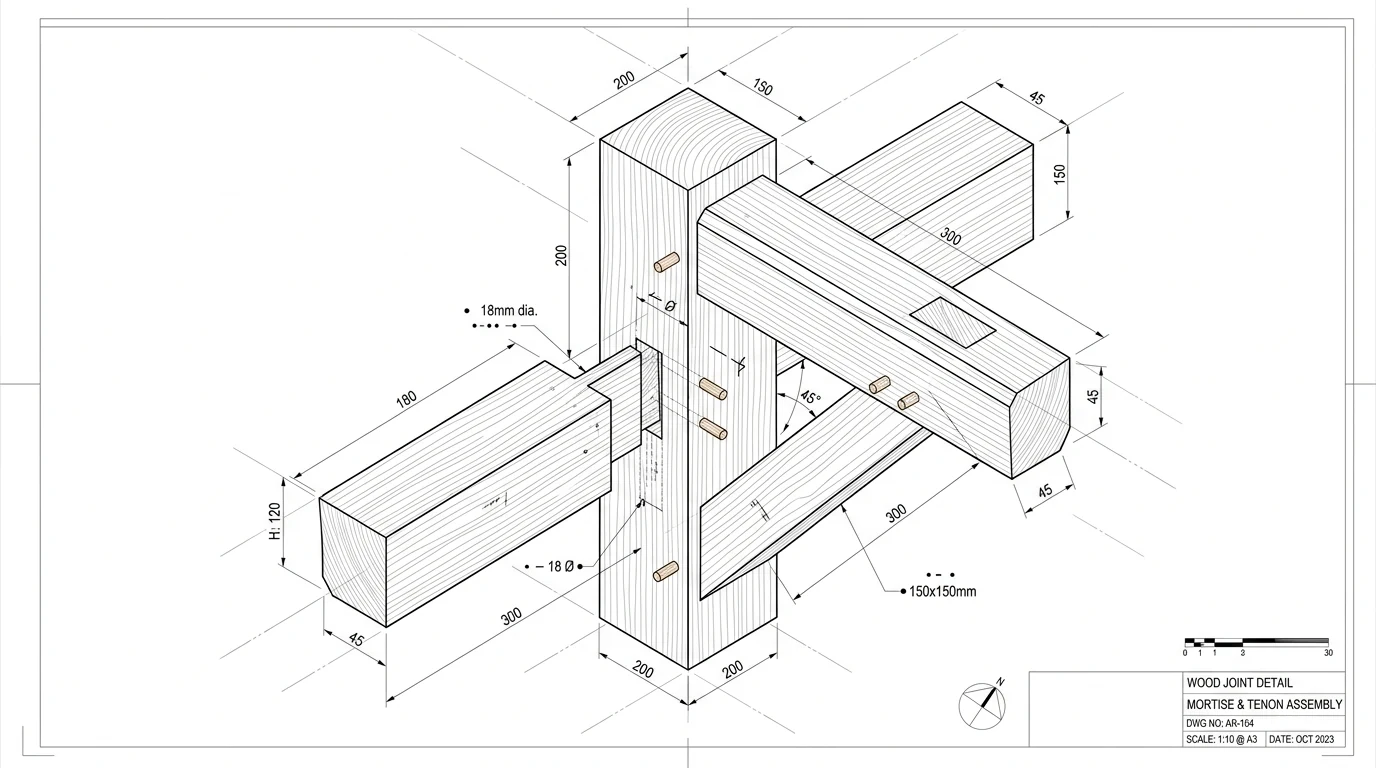 Detalle constructivo 3D carpintería arquitectónica