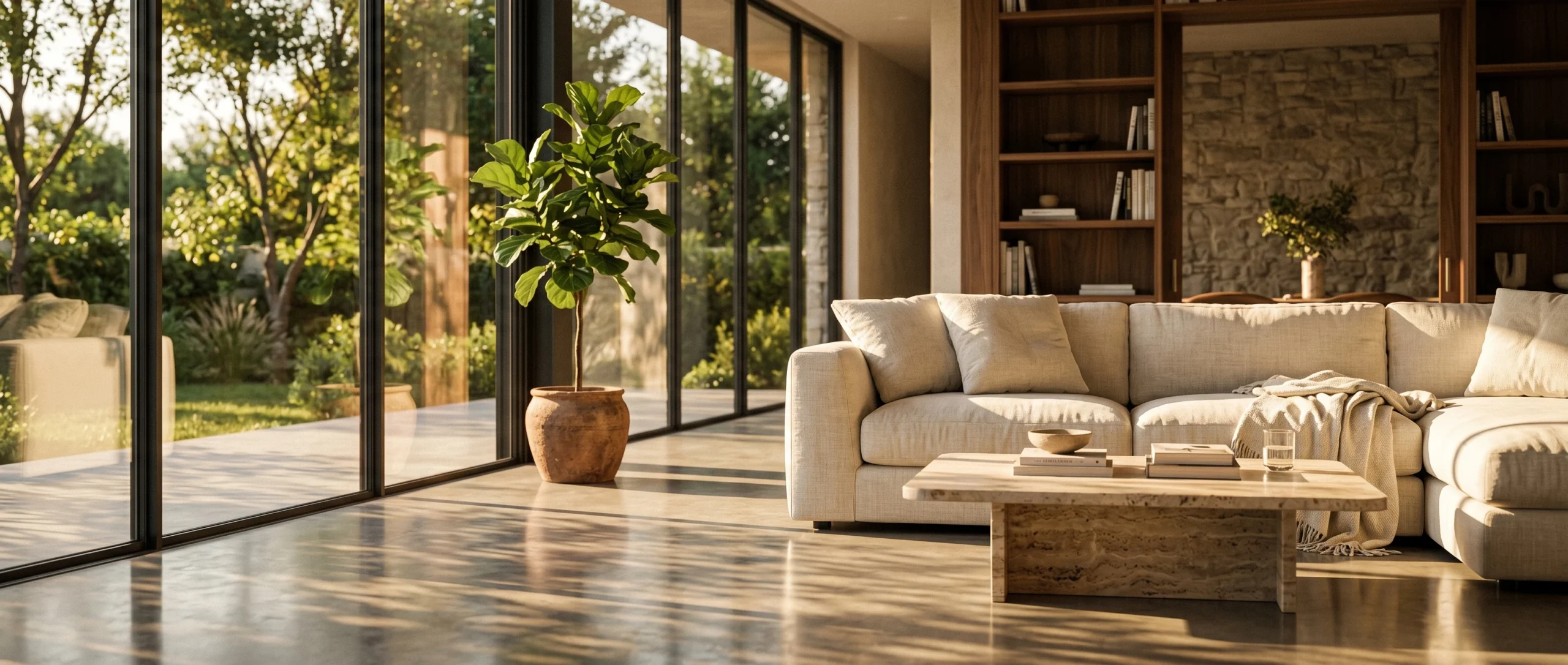 Render fotorrealista con V-Ray — luz cálida, materiales reales, calidad de estudio